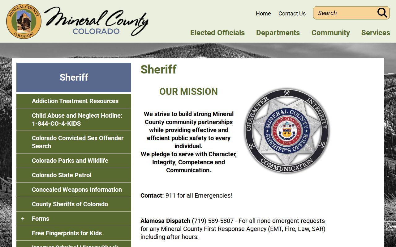 Official Mineral County Sheriff webpage