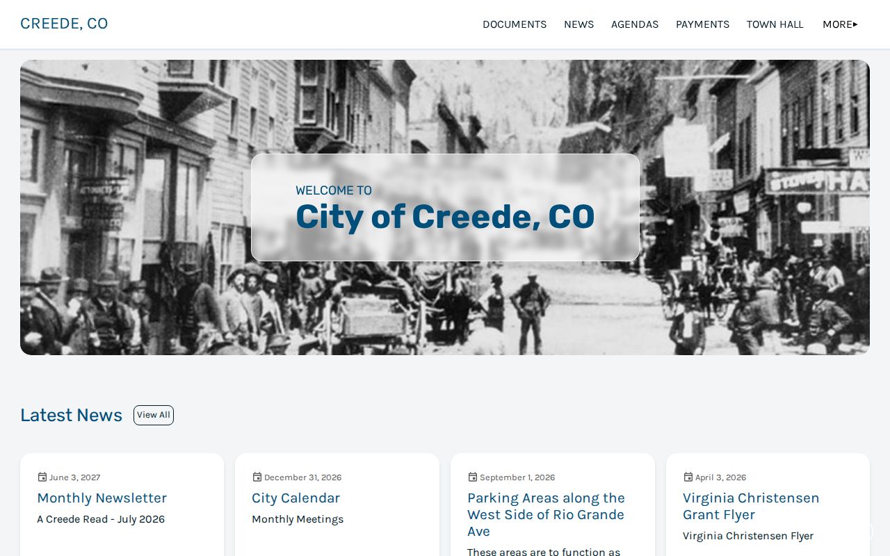 Official City of Creede criminal records local government context