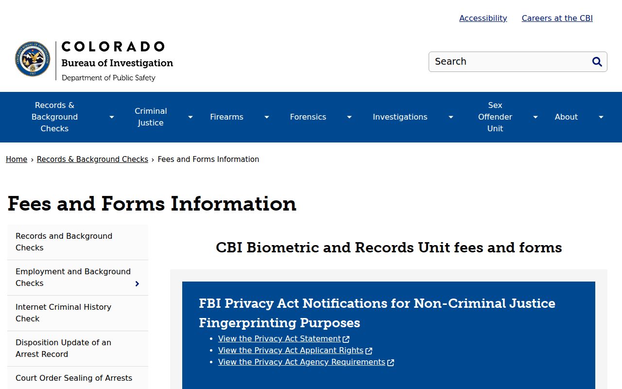 Mineral County criminal record check CBI fees and forms