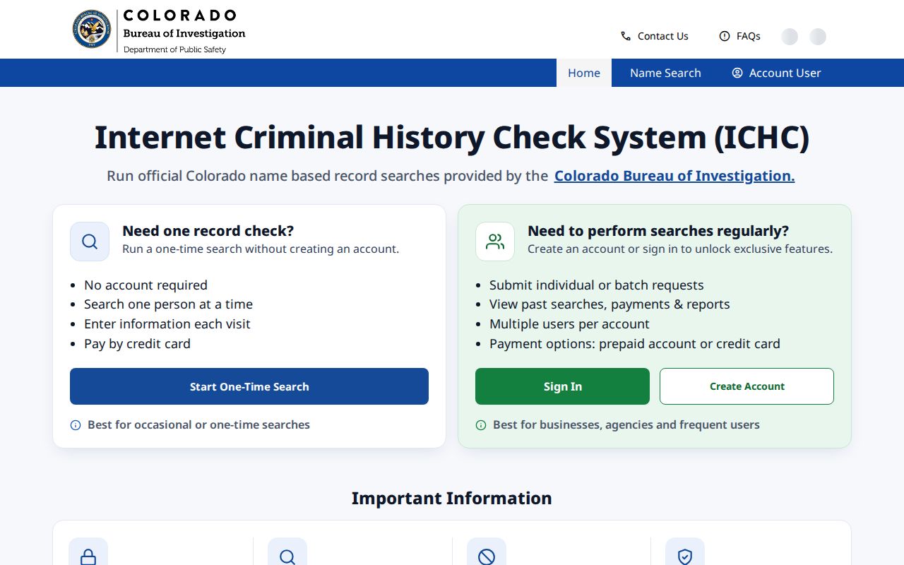 Mineral County criminal history ICHC name search interface