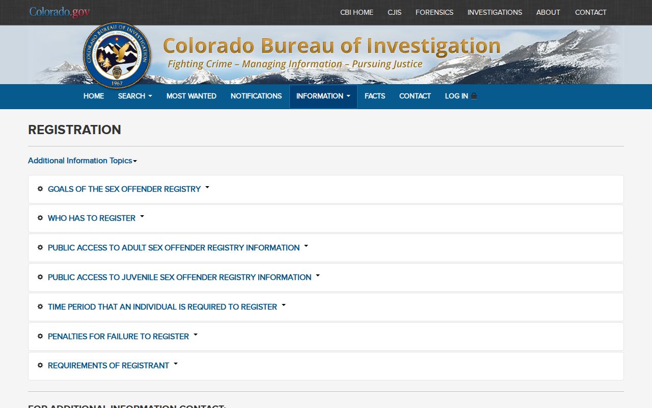 Mineral County sex offender registry information and limits from CBI
